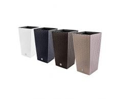 PAFEN Blumenkübel Pflanzkübel Rattan-Optik inkl. Einsatz 14L Pflanzenbehälter Kunststoff (Anthrazit)