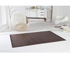 DE-COmmerce Bambusteppich WENGE I Küchenteppich Bettumrandung Läufer Bettvorleger Holzteppich Vorleger I Hochwertiger Teppich Wohnzimmer dunkelbraun 12 Maße I XXL Bordüre 90 x 160 cm