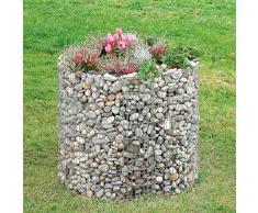 bellissa Gabionen-Hochbeet rund - 95566 - Steinkorb-Pflanzkübel rund - Bausatz inkl. Trennfolie - Durchmesser 92/72 cm, Höhe 80 cm