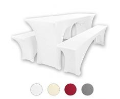 Gräfenstayn® Leopold Stretch - Biertischhussen-Set 3 TLG für Bierzeltgarnitur - 50cm oder 70cm Tischbreite - mit Öko-Tex Siegel Standard 100 :Geprüftes Vertrauen 30560 (Weiß, 50x220cm)