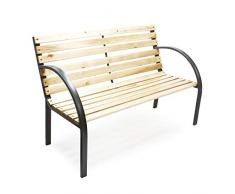 Wiltec Gartenbank Sitzbank Anne aus Holz und Stahl im Parkdesign Parkbank Zweisitzer Bank