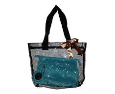 3 Piece High Fashion Print Cosmetic Makeup Bag Matching Set (Teal Polka Dots) by Suncatcher