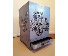 Feuerkorb Feuerstelle Maße 40x40x60 cm Motiv Trecker 5 inkl. Ascheschublade und Zwischenboden sehr stabil GARTENDEKO FOCKBEK