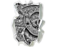 Stil.Zeit Monocrome, Sonnenuhr Papier im 3D-Look, Wand- oder Türaufkleber Format: 62x45cm, Wandsticker, Wandtattoo, Wanddekoration
