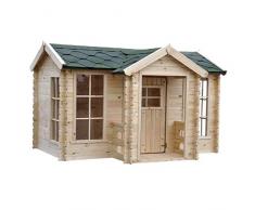 Gartenpirat Spielhaus Linnea Holz Natur 220x160 cm aus 19 mm Blockbohlen