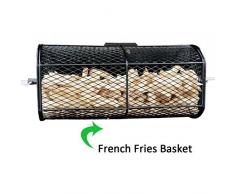 Onlyfire Universal drehbar Grillkorb Erdnuss Bohnen Pommes frites Korb passt für jeden Gas-Grill Drehspieß