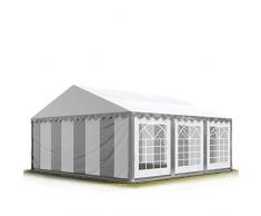 TOOLPORT Party-Zelt Festzelt 4x6 m Garten-Pavillon -Zelt 500g/m² PVC Plane in grau-weiß Wasserdicht
