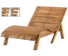 CLP Sonnenliege Elbe Square Aus Massivem Teakholz I Gartenliege Mit Geschwungener Sitzfläche I Waldsofa Mit Eckigen Sitzstreben I Schwungliege 120 cm, Teak