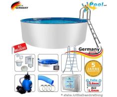 Alupool 3,50 x 1,25 Set Pool Rundpool Swimmingpool 3,5 x 1,2 Schwimmbecken Rundbecken rund Pools Gartenpool Aufstellbecken Einbaupool Aufstellpool 350 cm Set Aluminium Sets Komplettset