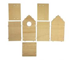 RAYHER 62224000 Holz Bauset Vogelhaus FSC Mix Credit, 11 x 10,5 x 17 cm, 7 teilig, SB-Beutel