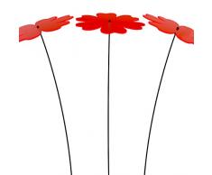 SUNPLAY Sonnenfänger Butterblume in ROT, 3 Stück zu je 20 cm Durchmesser im Set + 70 cm Schwingstäbe