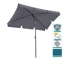 QUICK STAR Balkon Sonnenschirm 200x125cm Balkonschirm Rechteckig Knickbar Grau Gartenschirm UV