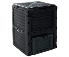 EMAKO Komposter mit Deckel 300L Gartenkomposter dunkelgrün/grau Kunststoff Thermokomposter Compost 83x61x61cm