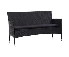 vidaXL Gartensofa 3-Sitzer mit Auflagen Loungesofa Rattansofa Couch Gartenmöbel Sofa Gartenbank Sitzbank Bank Lounge Schwarz Poly Rattan