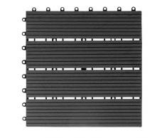 WPC Holz Kunststoff Fliesen Terrassenfliesen Klickfliesen Balkonfliesen 1 Stück (30 x 30 cm Standard, Anthrazit)