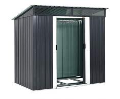 Gardebruk L Metall Gerätehaus 2m² mit Fundament 196x122x180cm 2 Fenster Anthrazit Geräteschuppen Gartenhaus 3,4m³