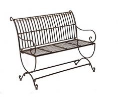 aubaho Nostalgie Gartenbank Lilie Fleur de Lis Schmiedeeisen Eisen Antik Stil Braun