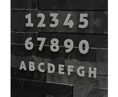 Hausnummer Modern 0-9 und A-H *MADE IN GERMANY* viele verschiedene Farben und Größen wählbar (15 cm, Edelstahl gebürstet)