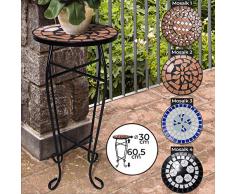 Mosaik Blumenständer - aus Metall und Keramik, max. 25 kg, Ø 30 cm, 60,5 cm hoch, Farbwahl - Pflanzenständer, Blumentopfständer, Beistelltisch, Blumenhocker, Topfgestell, Gartentisch, Balkontisch