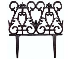 Dekowunder Beetzaun Leicht Gebogen Antik-Schwarz-Braun Beeteinfassung Beetbegrenzung Gusseisen Rankhilfe Beetumrandung Zaun