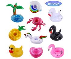 Aufblasbare Getränkehalter Pool,Coolba Aufblasbare Flamingo Einhorn Palme Island Ananas Schwimmender Bierhalter Getränke Dosenhalter Pool Gadgets Untersetzer Badspielzeug Strand Party Deko Kinder