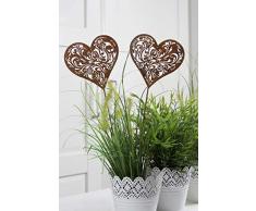 LB H&F 2er Set Gartenstecker Herz Rost Deko Design Stecker 38 cm Gross Beetstecker