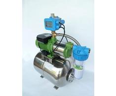 Hauswasserwerk Edelstahl/INOX 50 Liter + Vorfilter mit Kreiselpumpe HMC-145 1100 Watt INOX 9000l/h - 150l/min. - Förderh.: 55m, Druck 5bar + Pumpensteuerung PS-01 Trockenlaufschutz