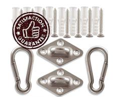 Amerigo Premium Hängematten Haken Beste Hängematte Befestigung für Innere Entspannung - Schwerlast - Set von Pad Augen, Karabinerhaken, Schraubanker aus Kunststoff und Lag-Schrauben