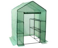 Zelsius Foliengewächshaus, stabiles Tomatengewächshaus mit Regal, Tomatenhaus, Folien Treibhaus, Frühbeet für Tomaten, Gemüse, Obst, Blumen, Garten, Balkon, 195 x 143 x 143 cm, grün