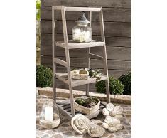 HOLZREGAL Leiter im ANTIK DESIGN HOLZ BLUMENREGAL HOLZTREPPE BLUMENTREPPE PFLANZTREPPE DEKO HOLZ LEITER