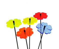 SunCatcher: Sonnenfänger 5er Set Doppelblättrige Blüte Fluoreszierende Gartendeko | 25cm hoch, 6cm breit | Gartenstecker Geschenk, Farbe:alle Farben (5)