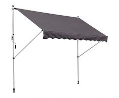 Outsunny Markise mit Faltarm, Klemmmarkise, Gelenkarmmarkise, Sonnenmarkise mit Handkurbel, Sonnenschutz, Alu 3x1,5m Grau