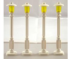 LEGO CITY - 4 Laternen weiß mit gelber Lampe
