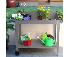 Siena Garden Pflanztisch, mit Griff & Rollen, Stahl, 100x55x101cm, grau, 557043