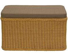 korb.outlet Rattan Wäschekorb Wäschetruhe Sitz gepolstert Honig, Flur-Bank Aufbewahrungsbox mit Deckel Bad-Hocker Sitzhocker Wäschesammler Sitz-Truhe Natur (Rechteckig)