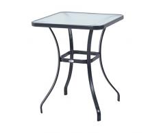 Outsunny Gartentisch Bistrotisch Glastisch Hartglas+Metall Schwarz L68,5xB68,5xH84cm