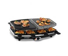 Cloer 6435 Raclette mit Naturstein / 1200 W / 8 antihaftbeschichtete Raclettepfännchen