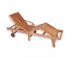 tidyard Sonnenliege Teak 195 x 59,5 x 35 cm Verstellbar in 5 Positionen Relaxliege Holzliege Gartenliege