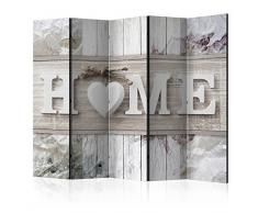 murando - Raumteiler Home Holz-Optik - Foto Paravent 225x172 cm - einseitig auf Vlies-Leinwand bedruckt - Blickdicht & Textile Haptik - Trennwand - Spanische Wand - Sichtschutz - Raumtrenner - Deko - Design - weiß beige m-C-0250-z-c