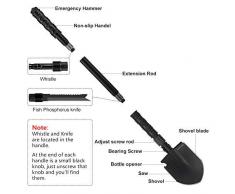 YOUNGDO Klappschaufel 14 Funktionen, Multifunktional-Schaufel von 3 Längen-Kombinationen, rostfrei Spaten aus Premiumer legierter Stahl, Abnehmbar Schaufel für Überleben/Garten/Camping