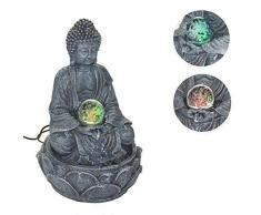 DRULINE LED Zimmerbrunnen Lotus Buddha Figur Glaskugel 30 cm