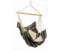 AMAZONAS Großer Hängesessel handgefertigt in Brasilien Brasil Mocca mit Querstab aus FSC Buchenholz 110 cm bis 150 kg dunkelgestreift