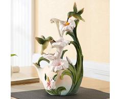 Gartenbrunnen Brunnen Harz Kolibri Lily Zierbrunnen Zimmerbrunnen Wasserfall Wasserspiel für Garten Gartenteich Terrasse Teich Balkon Sehr Dekorativ 19 * 12 * 30CM