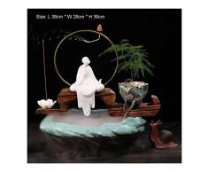 Zen Stil Keramik LED-Wasser-Brunnen Feng Shui Desktop-Luftreinigung Vernebler Luftbefeuchter Atomizer Fish Tank Glück Geschenk New Basteln Haushalt (Color : G)