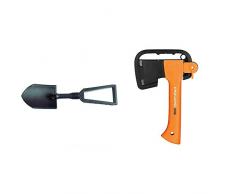 Fiskars Klappspaten für Camper und Bergsteiger, Auch als Schaufel und Hacke einsetzbar & Freizeitbeil, Inklusive Klingen- und Transportschutz, Länge 23 cm, Antihaftbeschichtet