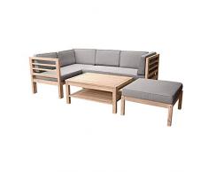 Pureday Gartenmöbel-Set variabel platzierbar 2 Sitzelemente 1 Gartentisch 1 Hocker-Sessel