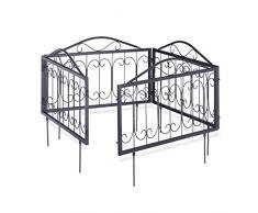 Relaxdays Beetzaun Metall 4er Set GOTH, Nostalgisch, Beeteinfassung zum Stecken, 4 Zaunelemente 33,5 x 56,5 cm, schwarz
