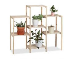 Relaxdays Pflanzenregal Holz, für Innen, stabil, rustikal, rostfrei, massiv, Blumenregal, HxBxT: 86 x 95 x 29 cm, natur