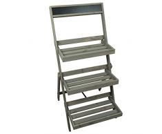 HRB XXL Blumenregal, große Blumentreppe 3 stufig 52 x 99cm. Vintage Design (Anthrazit). Wunderschöne Pflanzentreppe für draußen und drinnen aus Holz. Blumenregal für Balkon oder Outdoor.