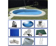 Summer Fun Stahlwandbecken Set Rhodos Exklusiv oval 3,50m x 7,00m x 1,50m Folie 0,6mm Ultra All Inklusive Set Pool Ovalpool / 350 x 700 x 150 cm Stahlwandpool